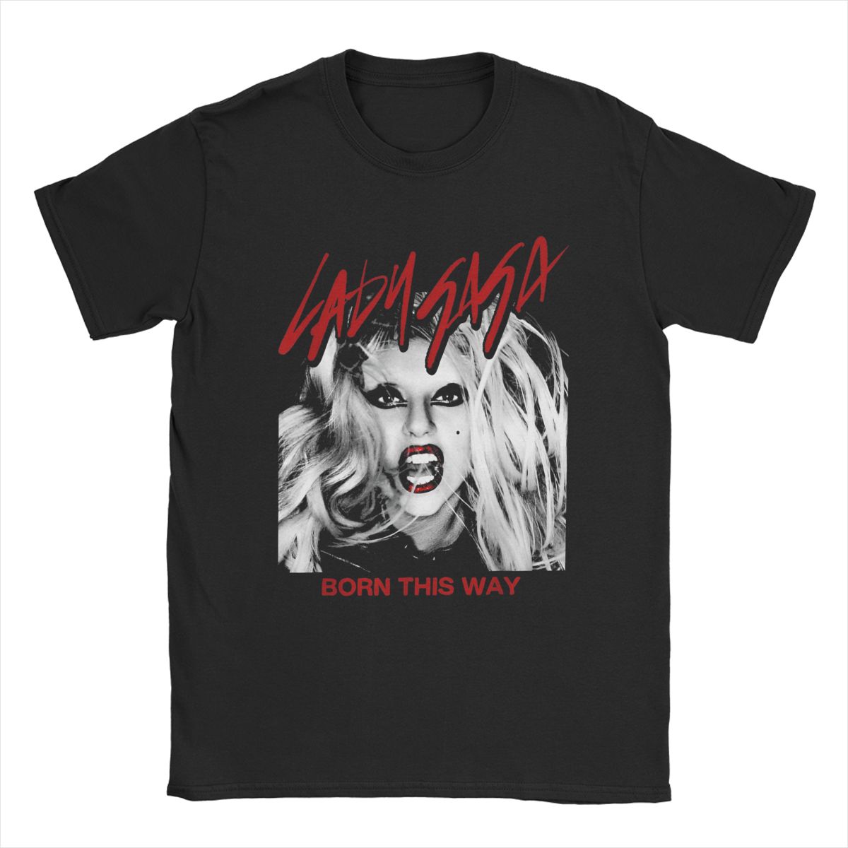 

Мужская официальная футболка Lady Born This Way Певец Рок Гага Хлопок Мерч Крутая футболка с коротким рукавом с круглым вырезом Взрослые футболки M