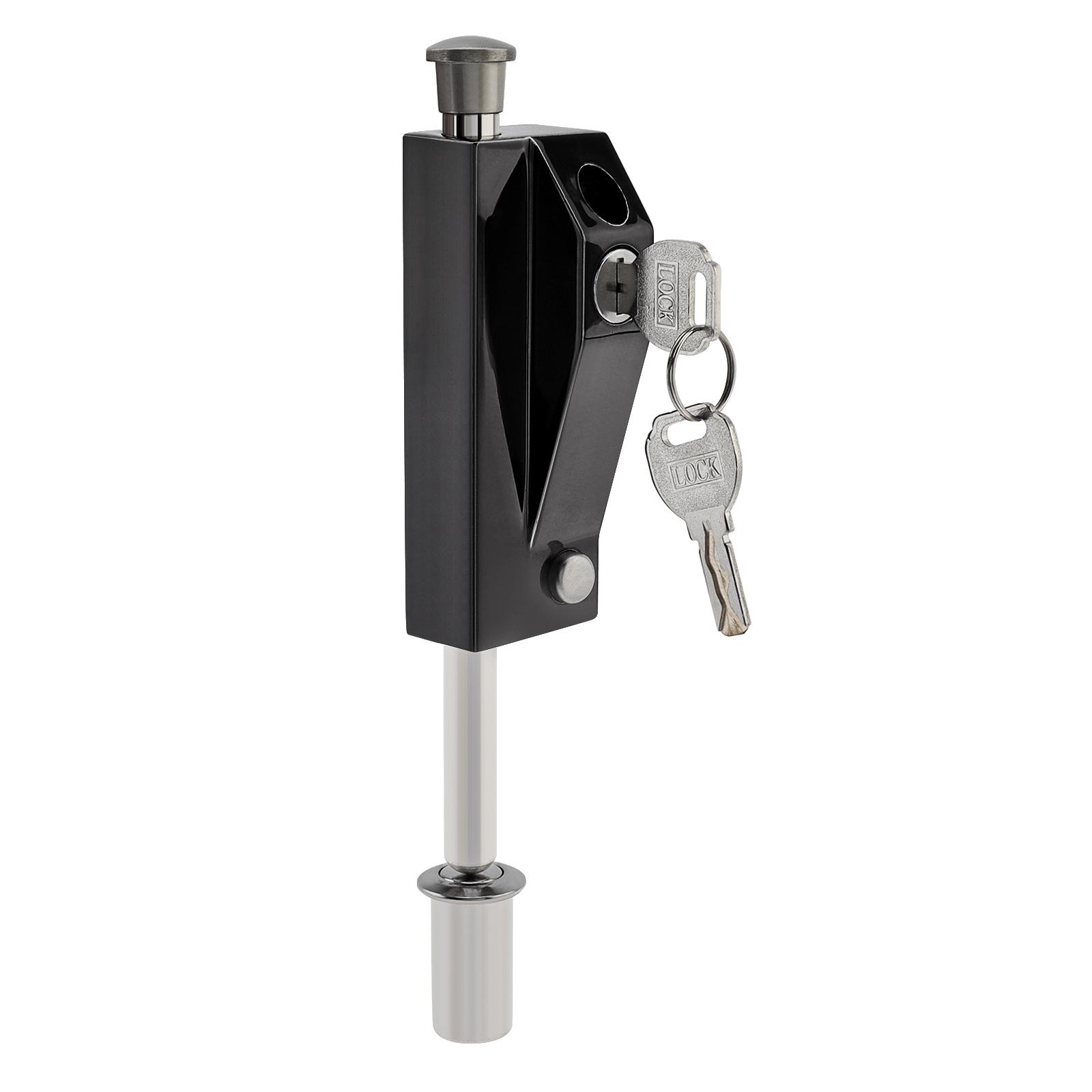 Marine Grade Zinc Alloy Heavy Duty Spring Loaded Vertical Barrel Latch Lockable Universal Gate Door Includes 2 Keys argento