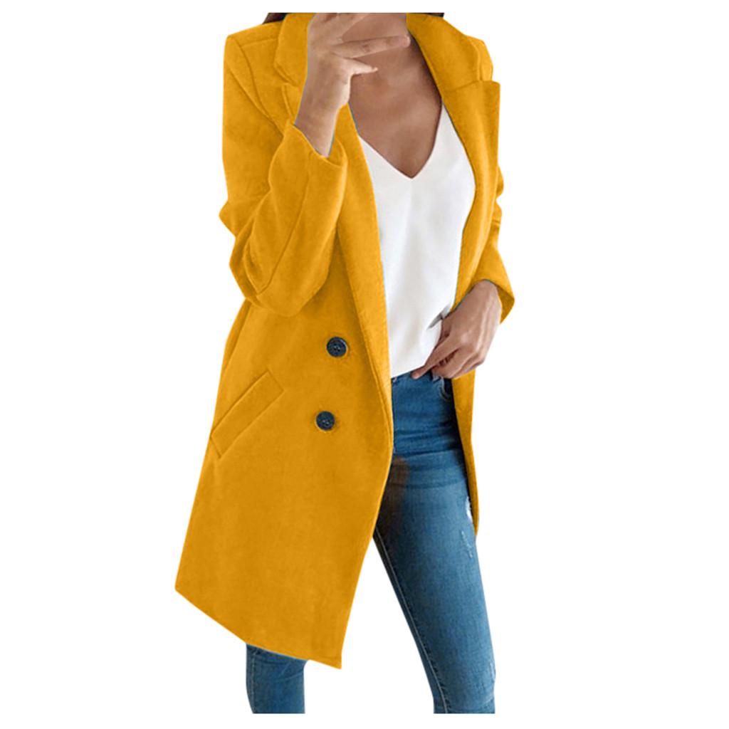 Damen Kunstwolle Eleganter Mantel aus Mischwolle Schlanke weibliche Langmantel-Oberbekleidungsjacke