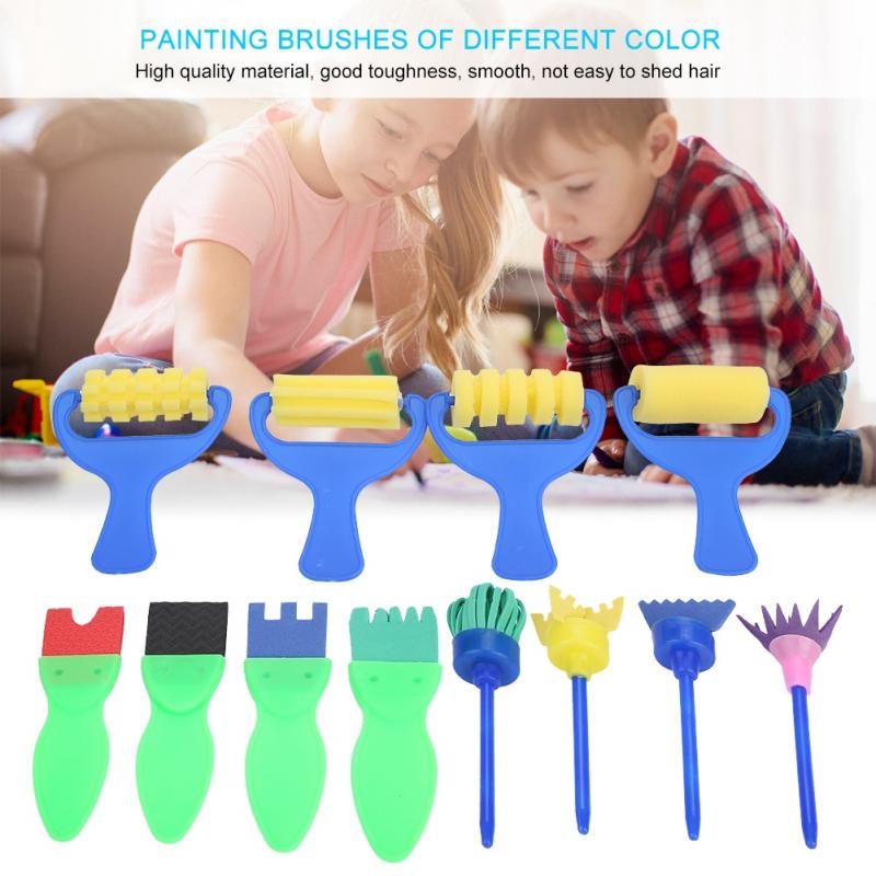 Buy 12pcs Kids Painting Supply Brushes Sponge Paint Roller Brush Toy