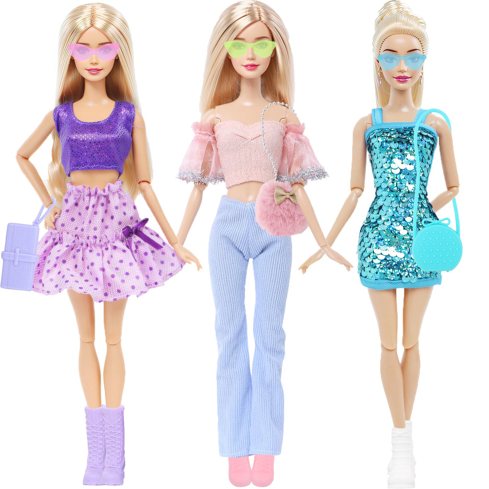 

12 шт./набор Одежда и аксессуары для куклы 30 см Детская игрушка Модный наряд Мини-платье Обувь Сапоги Сумка