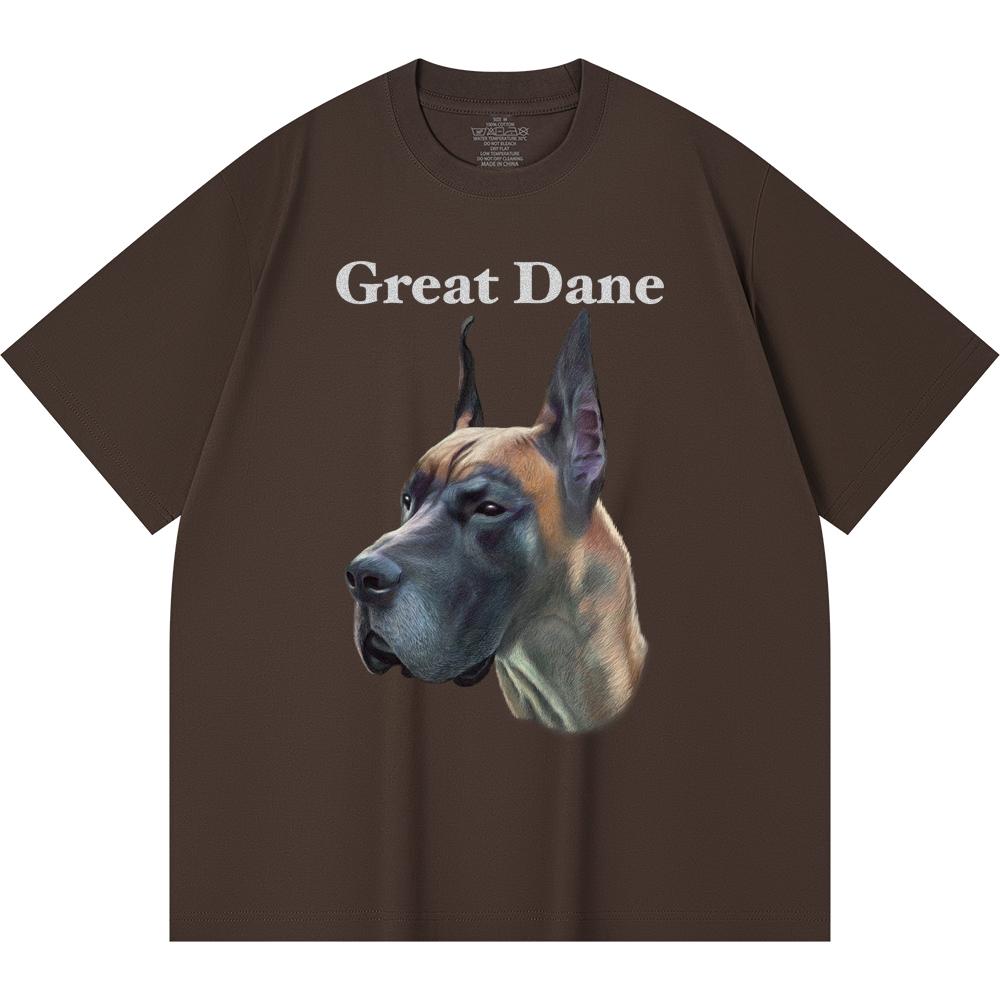 230GSM 100% Cotton T-Shirt Great Dane Print Tees Funny Harajuku Style Combed Cotton Tshirt