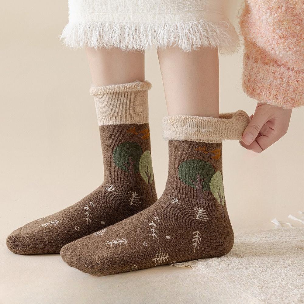 Fleece Socks for Women's Autumn and Winter, Thick and Warm, Sub-zero Cold Protection Socks, Flip-top Floor Socks, Fleece Winter Women's Socks
