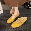 French Retro One-word Buckle Mary Jane Women's Shoes 2025 Summer New Casual Round Head Shallow Mouth Bag Head Half Slippers Women