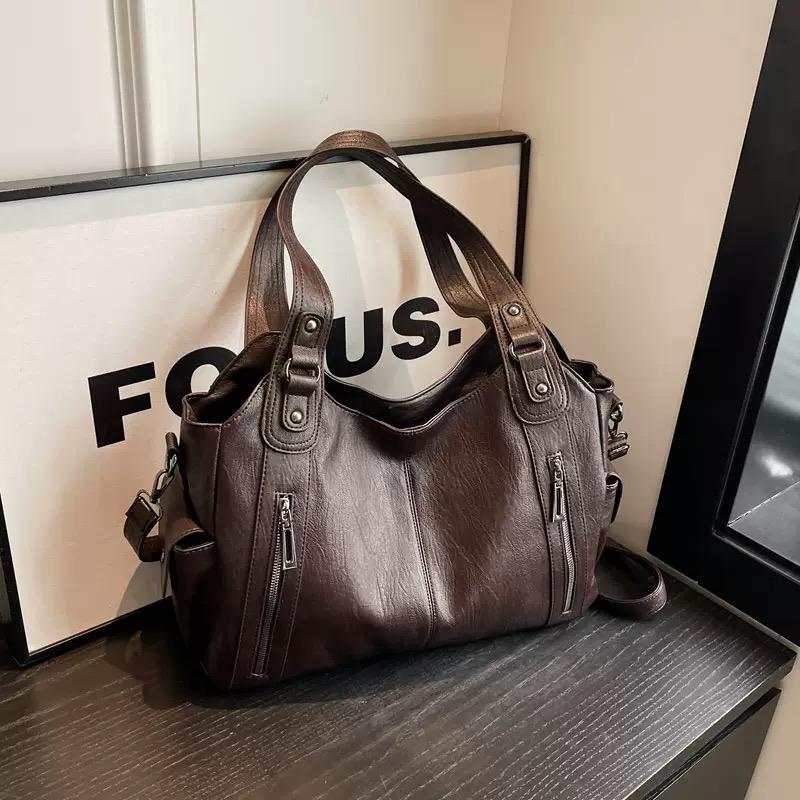 Soft Interior Compartment Shoulder Bags 2025 High Quality Contrasting Colors Bags for Women Fashion Zipper Pu Women's Handbags