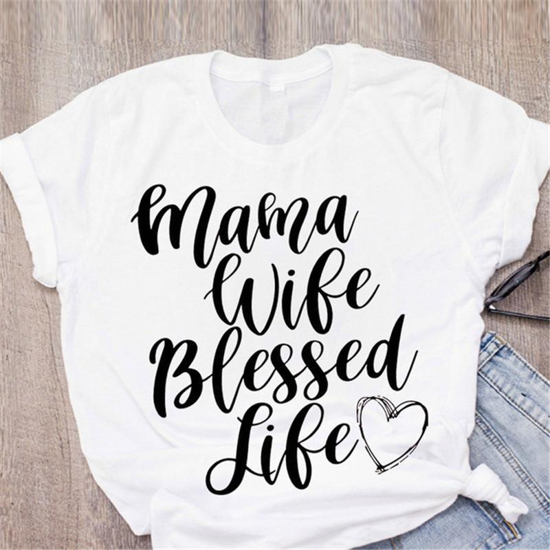 Neue Mama Buchstaben Shirts Bedrucktes Sommer Damen T-Shirt Lässig Kurzarm Tees Geometrische Figur Ulzzang Harajuku Damen Oberteile Shirt