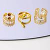 CARLIDANA New Design Gold Plated Stainless Steel Multilayer Adjustable Open Ring Simple Four Leaf Adjustable Ring for Women