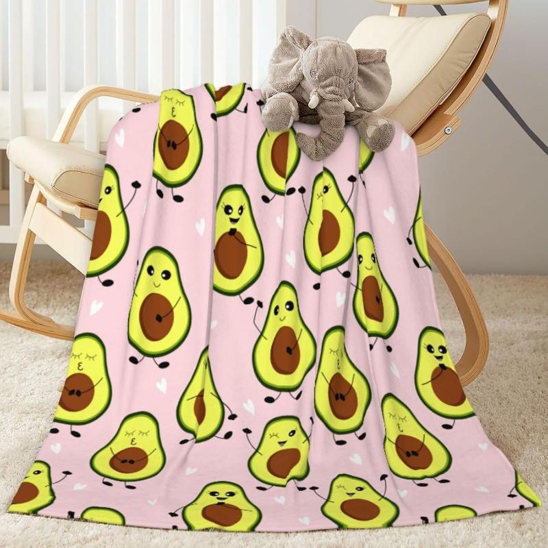 Süße Cartoon-Avocado-Musterdecke Lustige Avocado Weiche Gemütliche Überwurfdecke für Sofa Couch Bett Nickerchen Warmes Geschenk für Kinder Alle Jahreszeiten