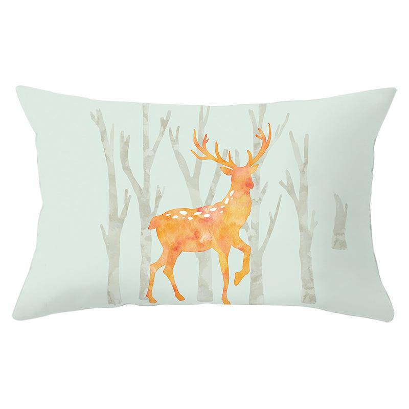 Christmas Series Peach Skin Waist Pillowcase Rectangular Sofa Cushion Cover Bedside Pillowcase Home