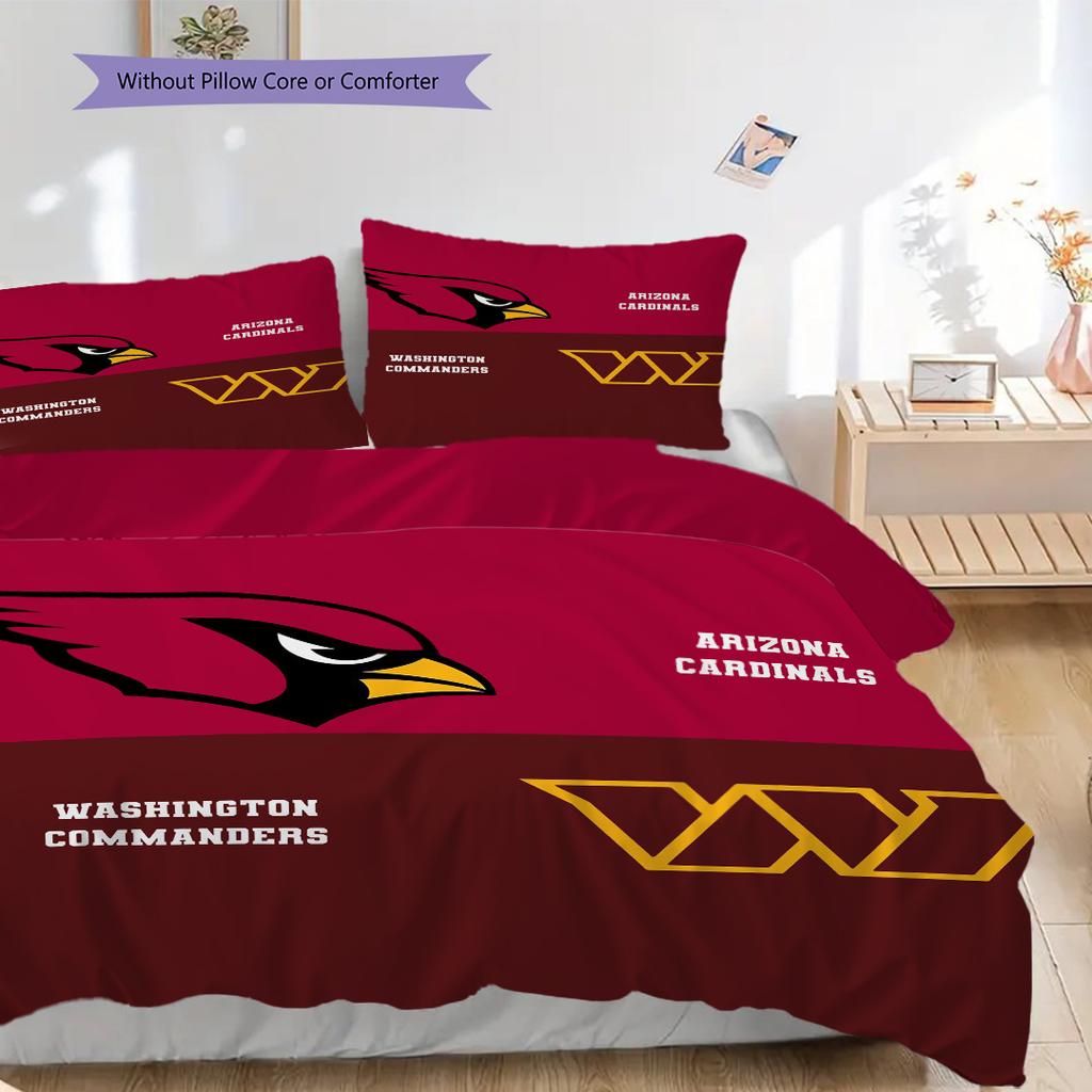 Arizona Cardinals Pattern Bedding Quilt Set Quilt Cover Pillowcase Home Decoration Birthday Gift (1 * Duvet Cover + 2 * Pillowcase, Without Core)