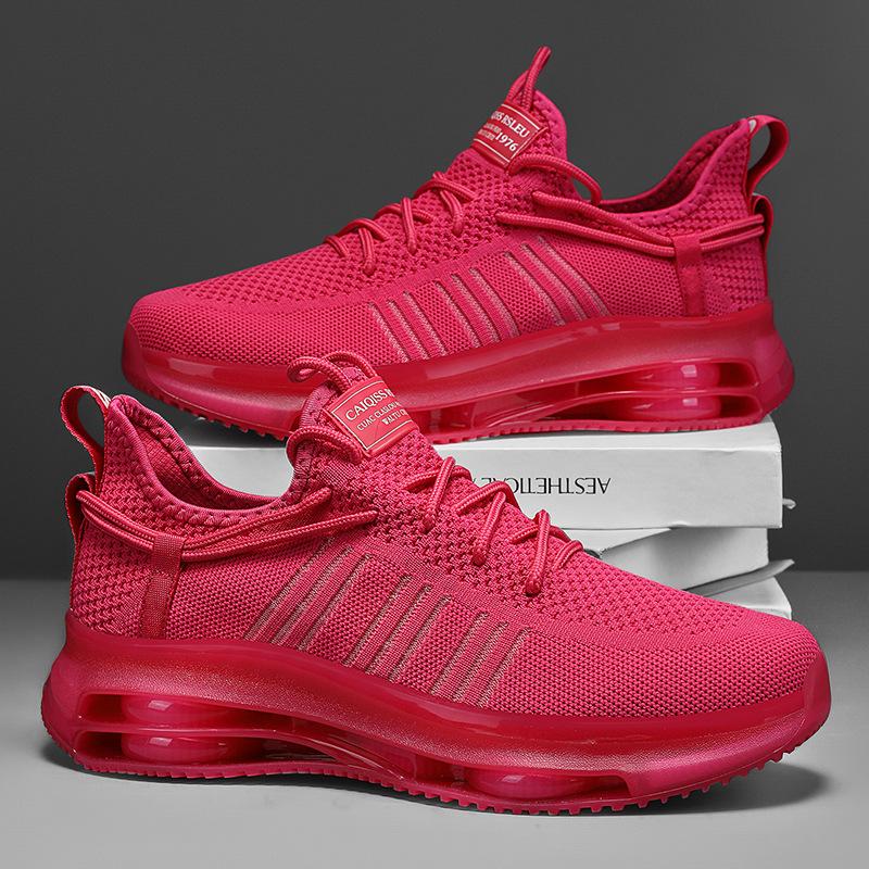 Nouvelles chaussures de course de sport légères d'extérieur grande taille pour couple, chaussures de sport décontractées à plateforme tissées à la mouche en maille