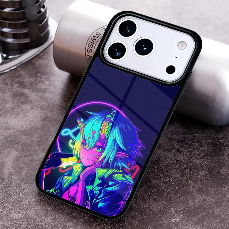 Neon Oni Girl Anime Phone Case for iPhone 17 16 15 Pro Max Air 14 13 12 11 Plus Shockproof Capa Cover
