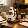 Herbst-Wohnaccessoires Halloween-Geisterfigur, Vintage Gemütliche Lesebuch-/Hundespaziergang-Statue mit Laterne, Gruselig Niedliche Schreibtischaccessoires Licht
