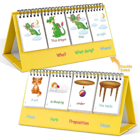 Auchq Sentence Building Flip Chart for Kids,Speech Autism Therapy Learning Materials for Preschool Kindergarten Elementary Special Classroom Must