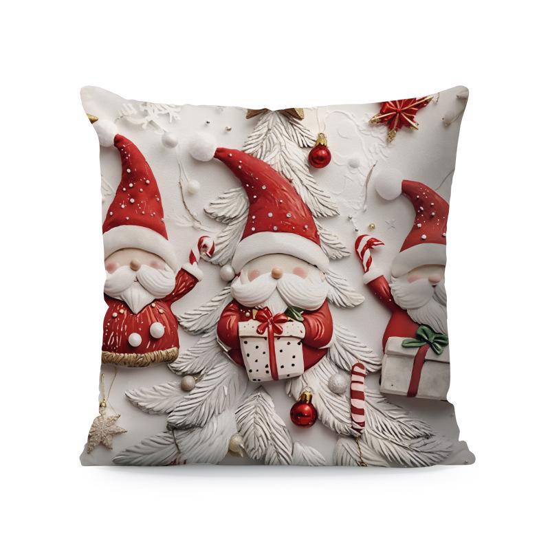 Hot Sale Blue Snowman & Santa Christmas Pillowcase - Festive Sofa Cushion Cover