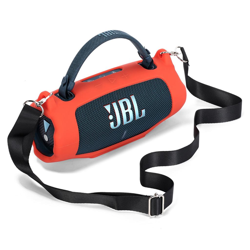 For JBL Charge 6 Soft Silicone Case Wireless Speaker Protective Cover with Shoulder Strap/Carabiner