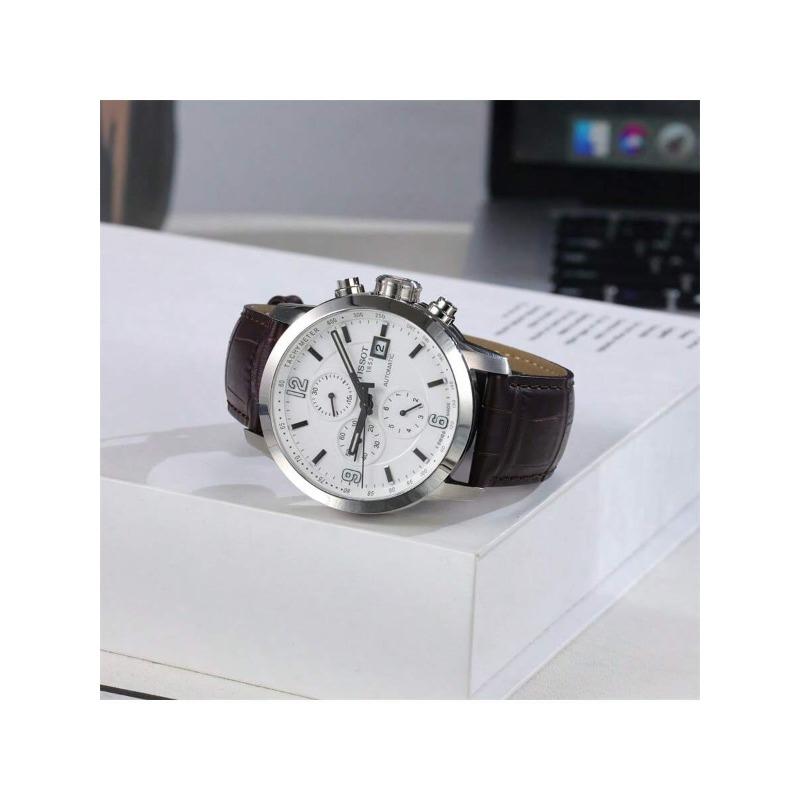 Tissot Mechanische Uhr, echtes Lederarmband, 200 m wasserdicht, Herrenmodell T055.427.16.017.00