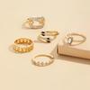 INS Style Alloy Rings, Cross-border Minimalist Light Luxury Snake Stackable Ring Set Diamond Inlaid Women Couple Rings