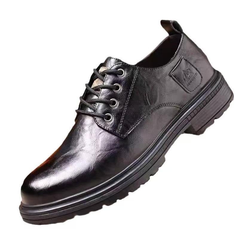 

Men s new leather shoes Martin boots men s shoes soft sole low-top versatile retro support 44 чёрный