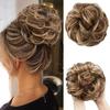 Extensão de Cabelo Coque Bagunçado com Aspecto Natural Cacheado Espesso Penteado Coque Scrunchies Extensões de Rabo de Cavalo Sintéticas para Mulheres com Elástico