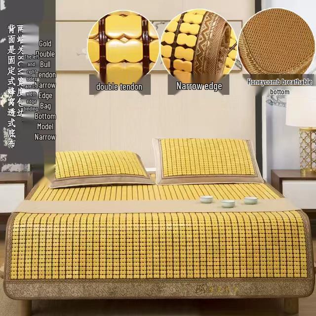 Foldable Cooling Bamboo Mahjong Mat – Summer Sleeping Mat for Single or Double Beds (1.5m or 1.8m) – Ideal for Dorms