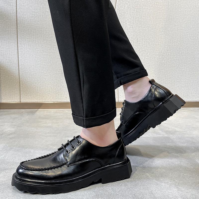 New Modelnew British Platform Lace-Up Wide Feet Men'S Shoes Business Dress Leather Shoes Men'S Breathable 5271-R