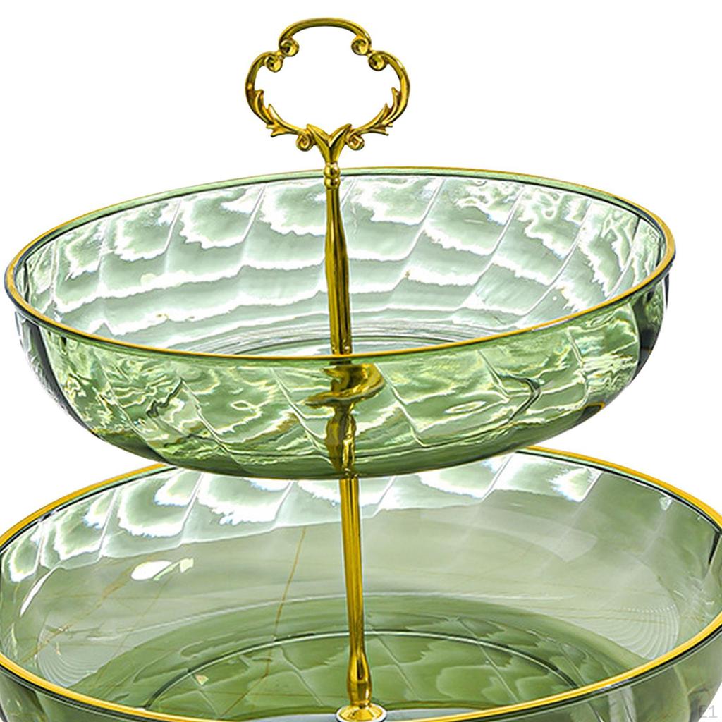 Cake Stand 2 Tier Fruit Snack Plates Dessert Rack with Handle Pastry Holder Serving Tray for Home