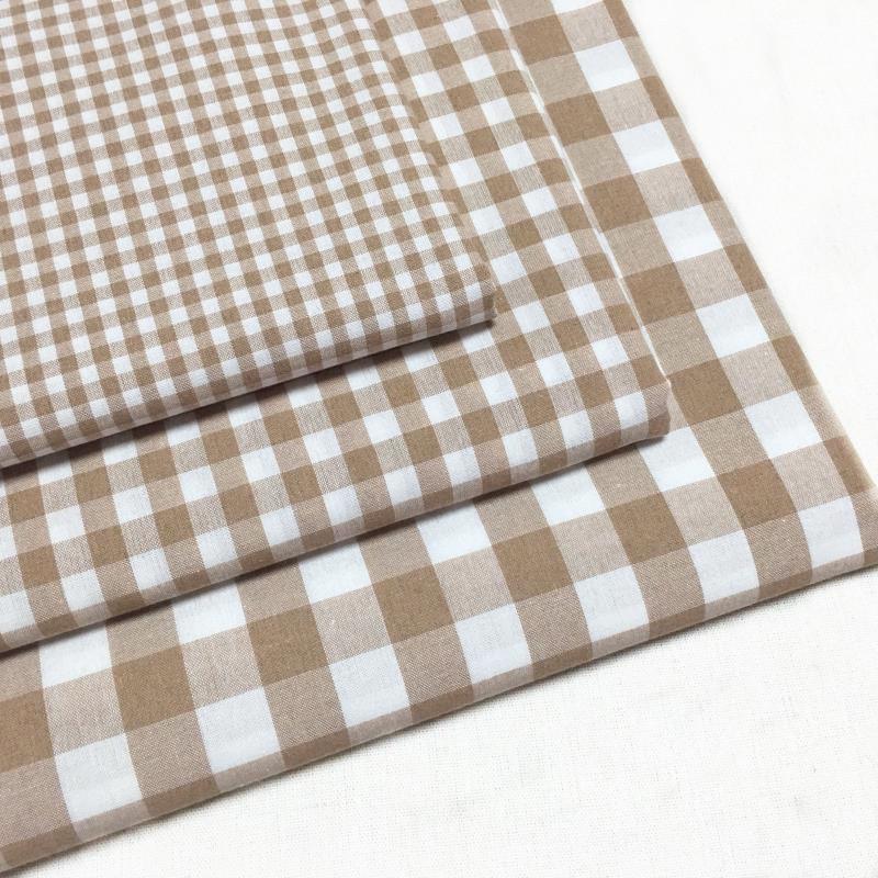 Khaki Plaid Fabric for DIY: Small Square Shirt, Tablecloth, Curtain
