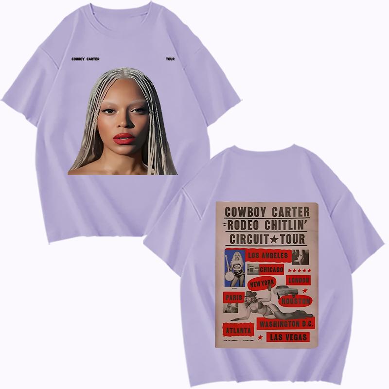 Beyoncé Cowboy Carter Tour 2025 TShirt Men Women Oversized 100% Cotton Hot Sale Short Sleeve Summer Print Unisex Plus Size Tops
