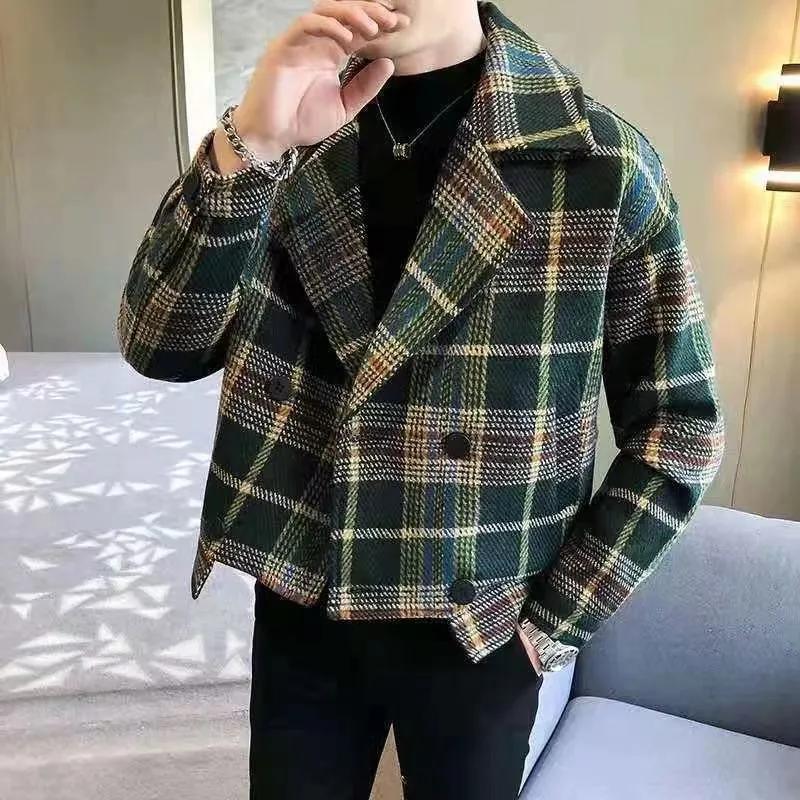 Men's Spring/Fall New Wool Coat, Loose-Fit Korean-Style Jacket, Wool Versatile Outerwear