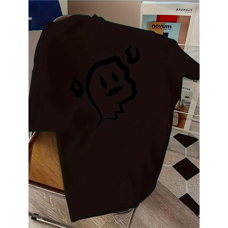 European Sizes Loose Short-Sleeve T-Shirt with Cartoon Ghost Design, Trendy And Versatile for Summer - Perfect for Kids