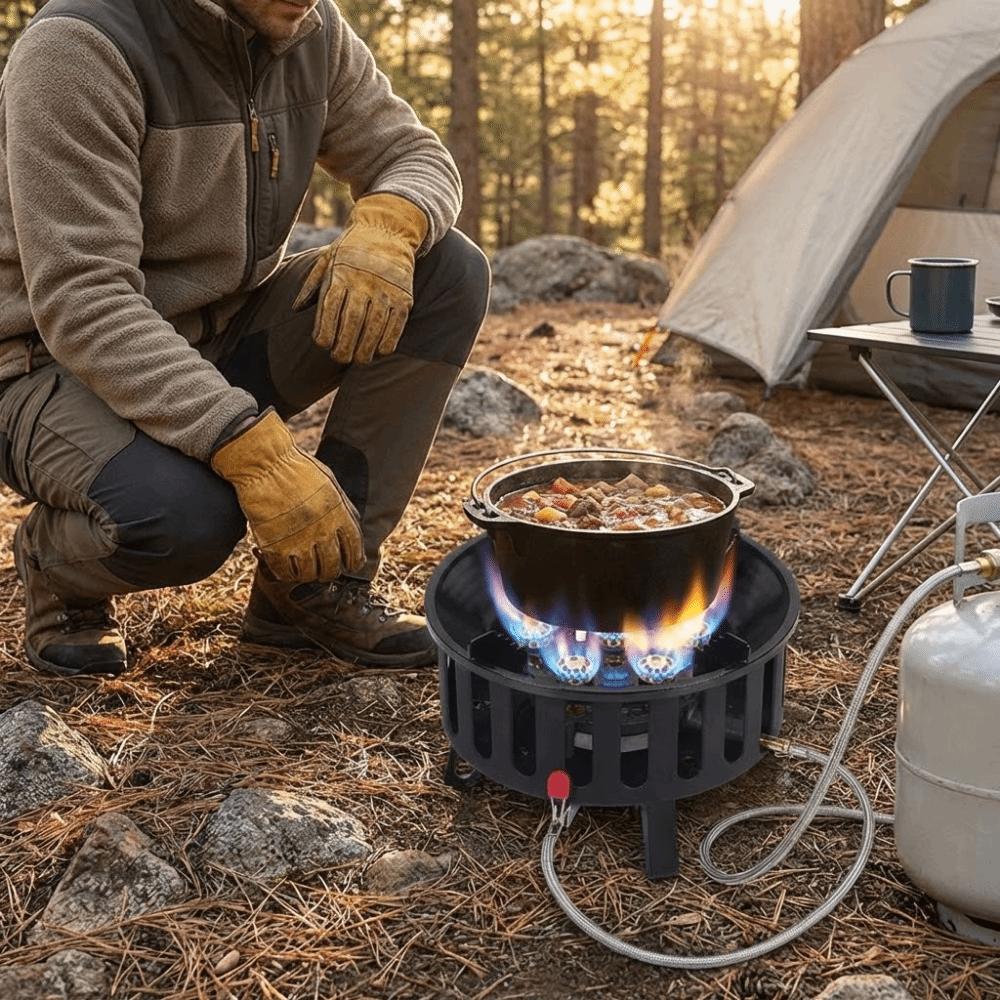 Electronic Ignition High-Power Burner 7-Core Portable Stove Camping Stove Tourist Use