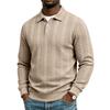 Men S Autumn Simple Polo Sweatshirt Long Sleeve Knit Solid Color