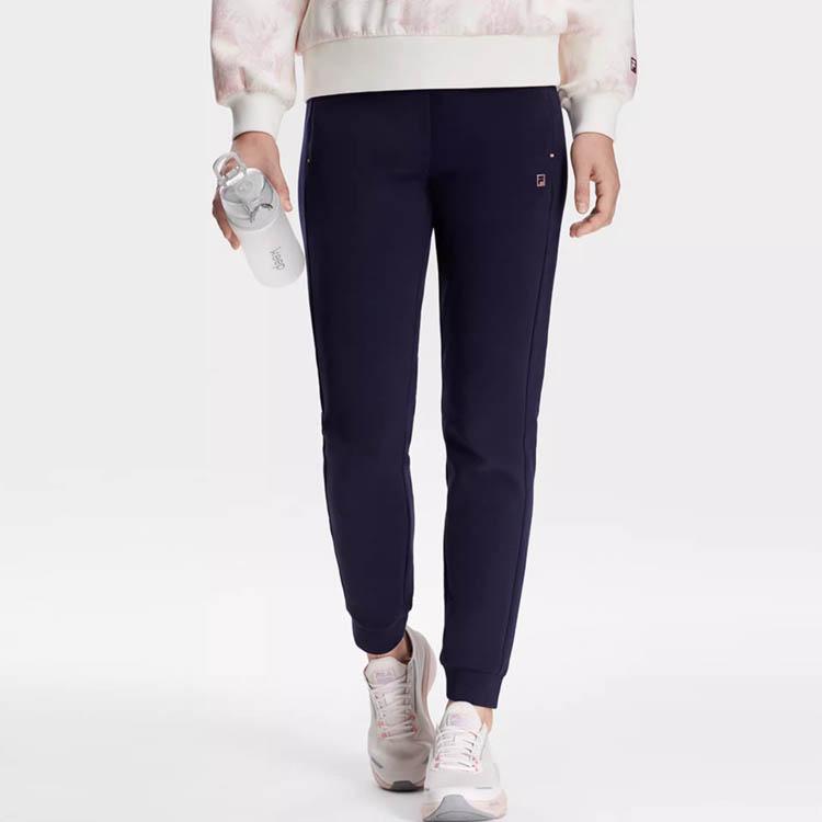 FILA 2023 Autumn New Knit Long Pants Basic Simple Cuff Fitness Sports Pants Women pants Dark-Blue A11W341602FNV