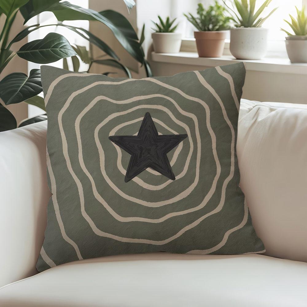 Green Star square Jacquard Pillow Cover for Sofa Office Waist Cushion Cover Home Decorative Pillowcase