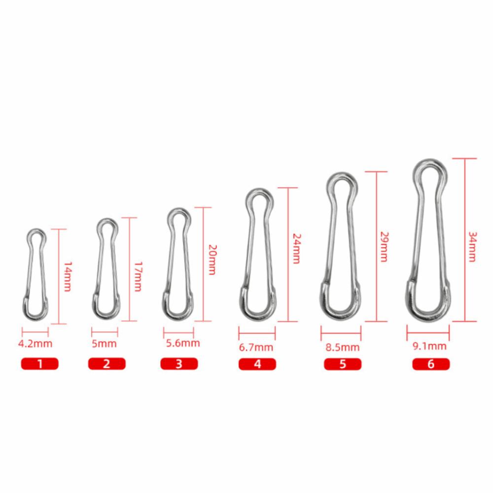 100PCS Stainless Steel Fishing Snap Clips Interlock Buckle Leader Lure Hooks  Sea Fish Bass Fishing