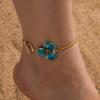 Gold Oil-Dripped Flower Pendant Anklet 3D Charm Beach Anklet Foot Chain Jewelry  for Foot Jewelry