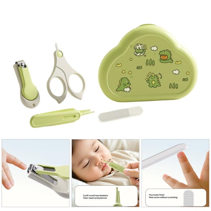 Baby Nails Care Tool Set Includes Round Head Clippers Gentle Scissors Nails File and Storage Box Gift for New Parents