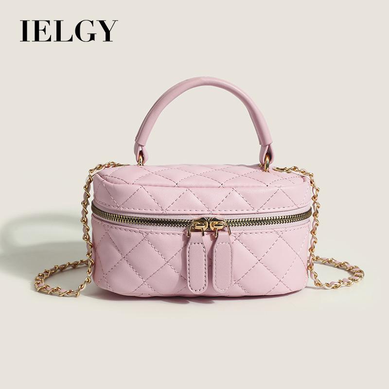 IELGY Niche Design Sweet Female Bag Chain Box Bag Embroidered Thread Diamond Shoulder Messenger Bag Portable