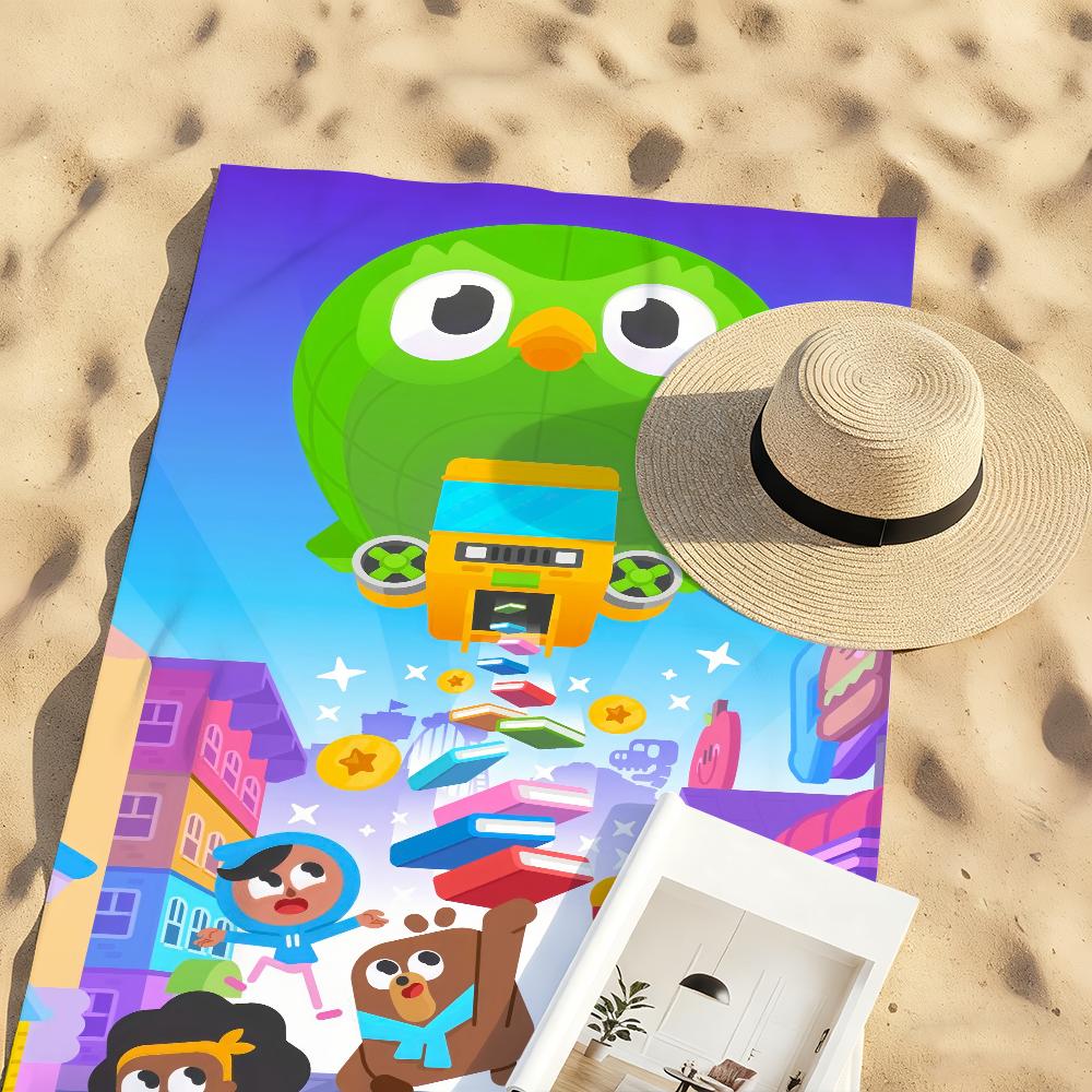 Asciugamano D-Duolingo-Study Cartone Animato Carino Morbido Regalo Piscina Per Viaggio Palestra Doccia Campeggio Asciugatura Rapida Sportivo Grandi Asciugamani da Spiaggia