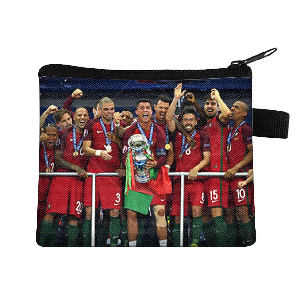 Borsa cambio per bambini stella del calcio Borsa porta carte portatile Borsa porta monete chiavi in poliestere Borsa a pochette