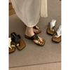French Retro Metal Buckle Cover Toe Sandals Women's 2025 New Niche Thick-soled One-pedal Beach Shoes Summer Wear