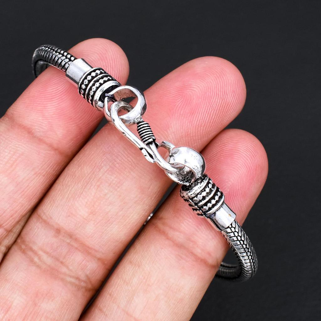 5 MM Vintage Zilveren Slangenhuid Ketting Armband voor Dames & Heren Handgemaakt Tribaal Boho Haak Sluiting Pols Sieraden Cadeau