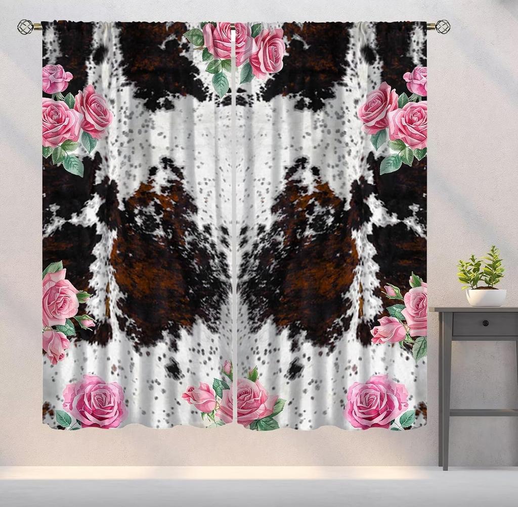 Leopard Print Curtains Brown Cheetah Wildlife Art Printed Window Drapes Bedroom Kitchen Decor Fabric Set Panel Curtain Blackout For Made Of Polyester