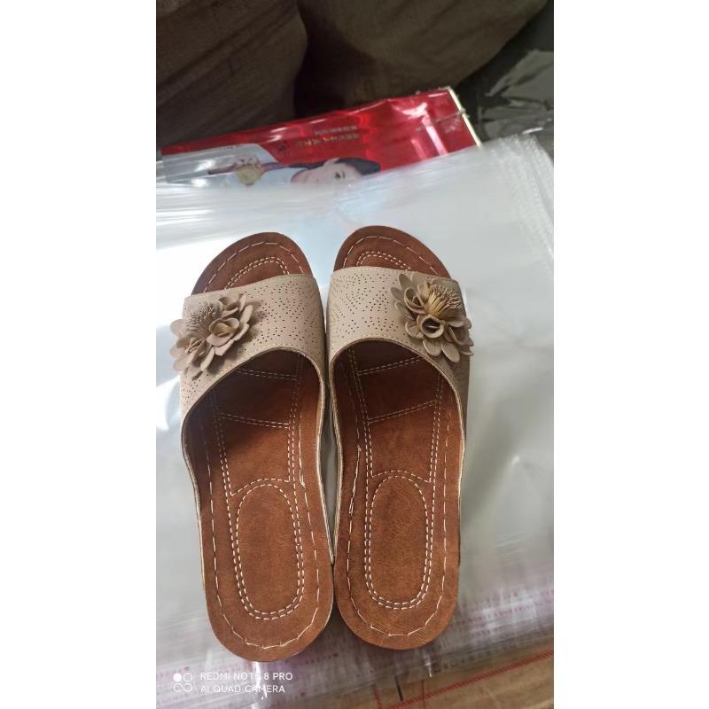 Cross-border New Large-size Women's Shoes Spring and Summer New Amazon Cross-border One Flower Open-toed Slippers European and American Sandals