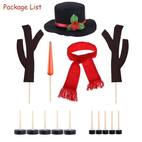 15PCS Snowman Kit Snowman Decorating Dressing Kits Winter Holiday Decor