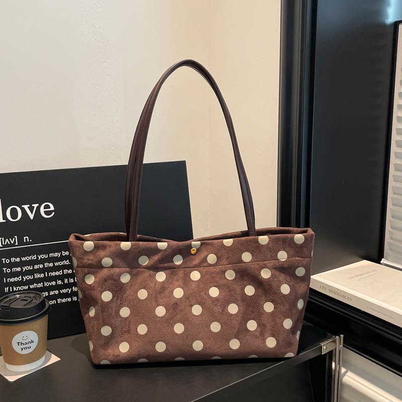 Borsa a tracolla da pendolare - Borsa tote con stampa a pois grandi - Borsa a spalla singola