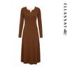 ELLASSAY Women's Elegant 100% Merino Wool Faux Two-Piece Dress
