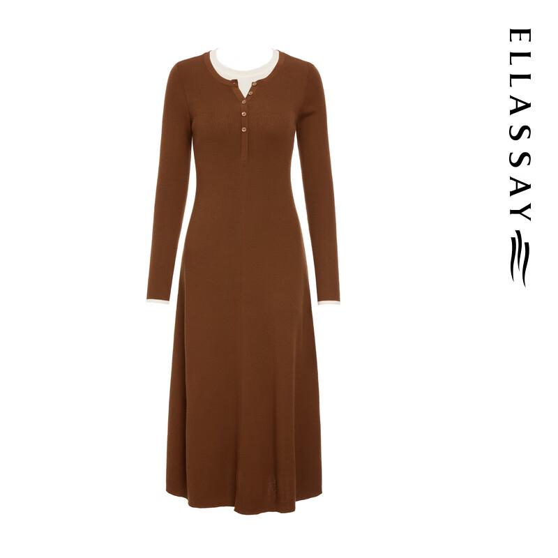 ELLASSAY Women's Elegant 100% Merino Wool Faux Two-Piece Dress