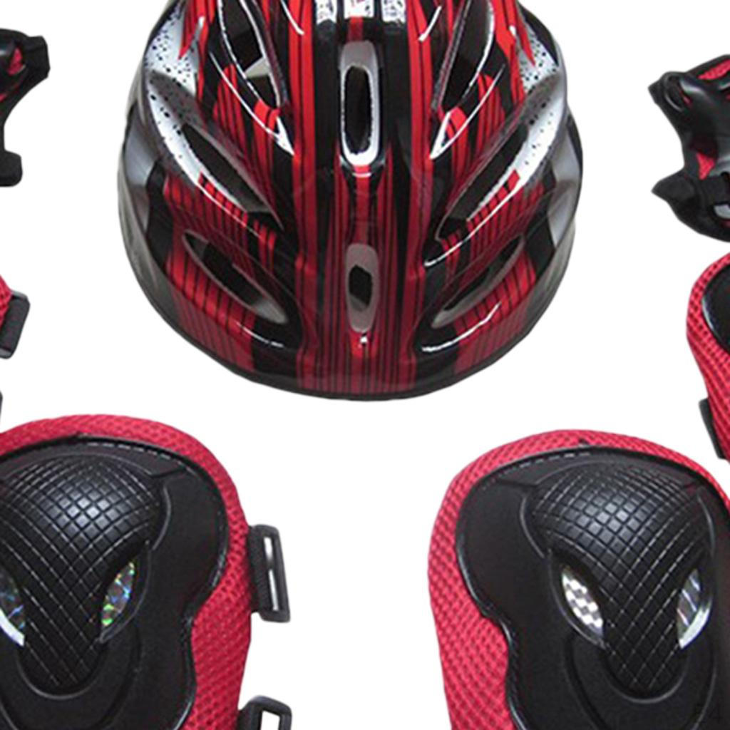 Set di 7 protezioni sportive da esterno per adulti: Ginocchia, Gomiti, Mani e Casco Regolabile